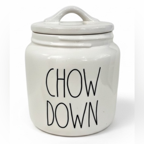 Rae Dunn Other - Rae Dunn White 'Chow Down' Ceramic Canister New Condition